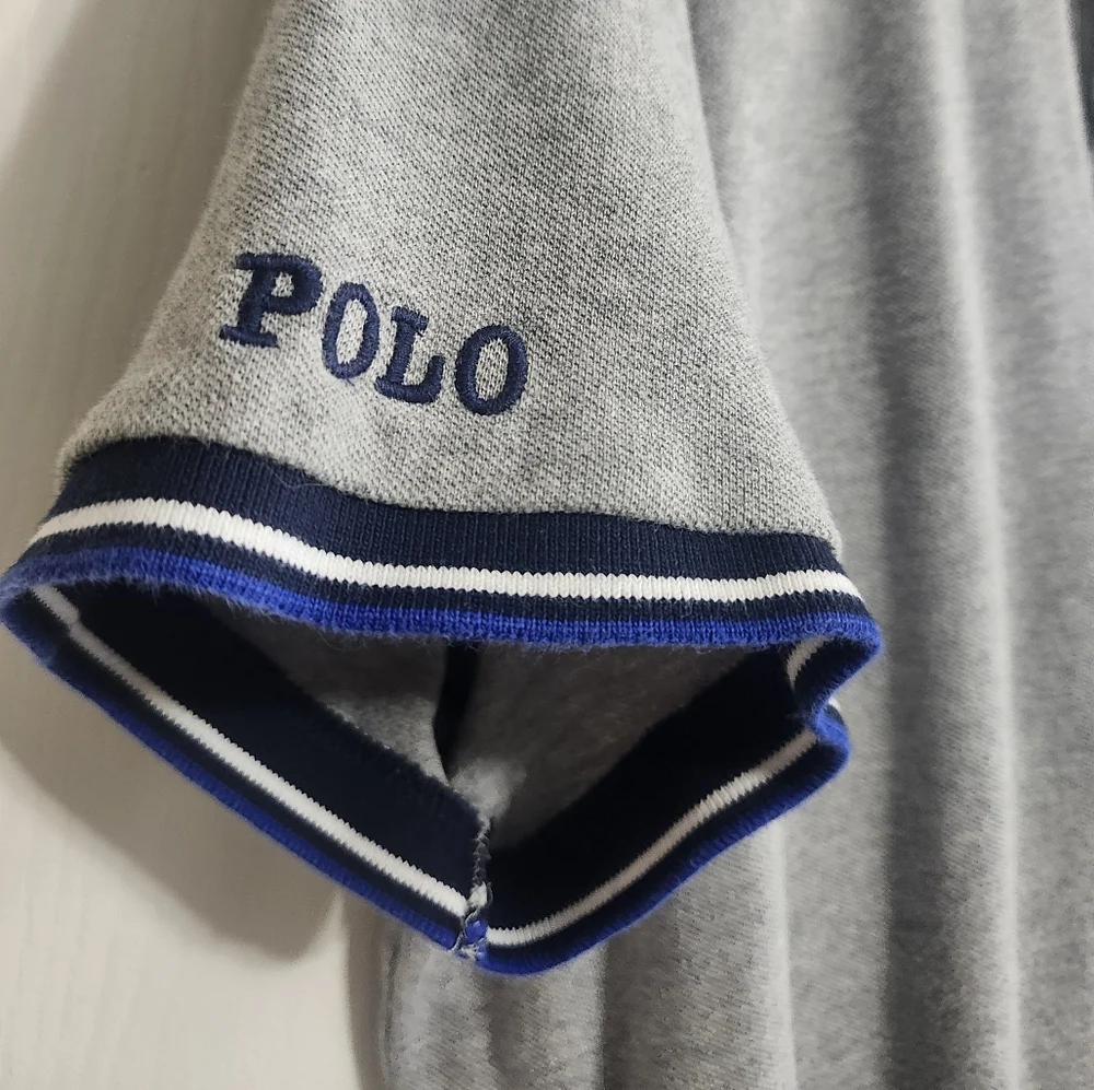 Polo by Ralph Lauren Light Gray Polo with Navy Trim